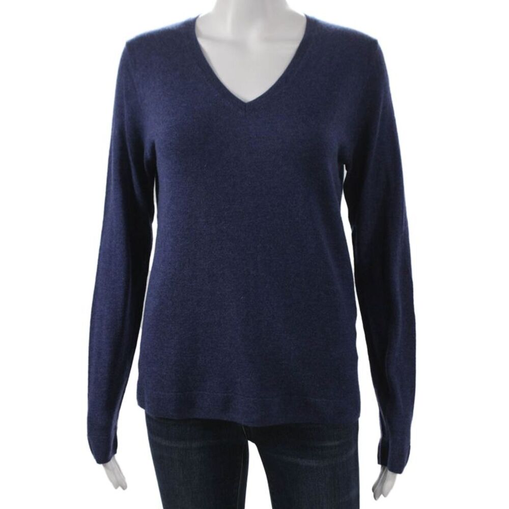 The Cashmere Project Womens Pullover Sweater Blue Cashmere V Neck Size S